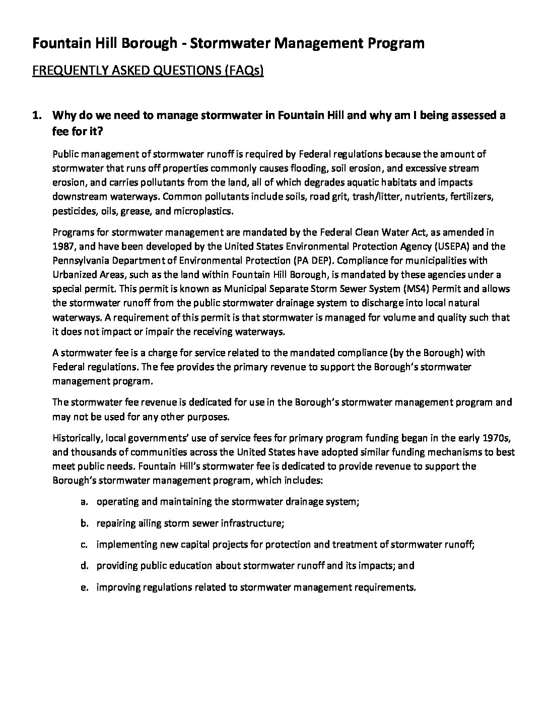 Thumbnail of the first page of 'Stormwater-FAQ-Website-Version-4.2.2020'