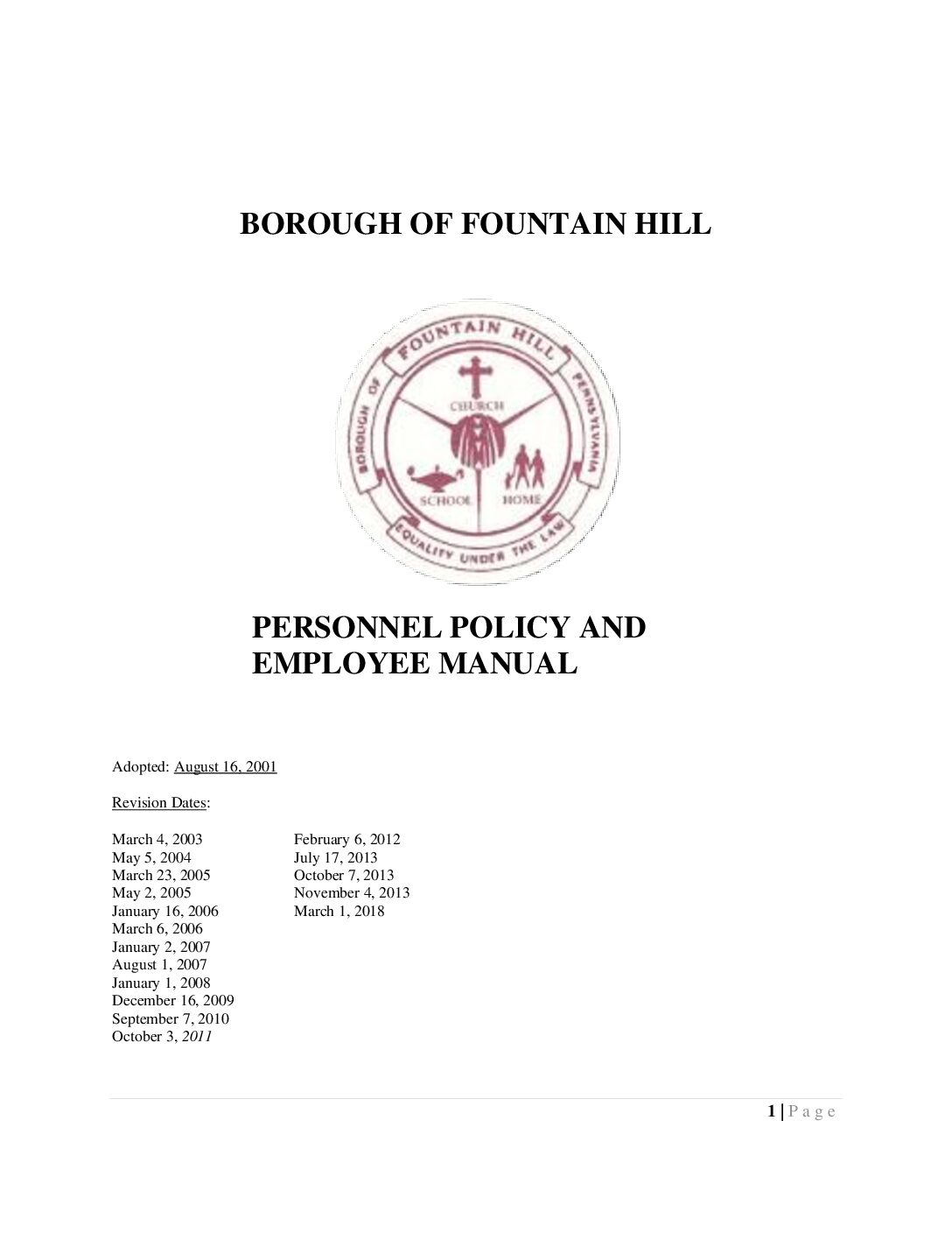 Thumbnail of the first page of 'Employee Handbook – 2018 Update'