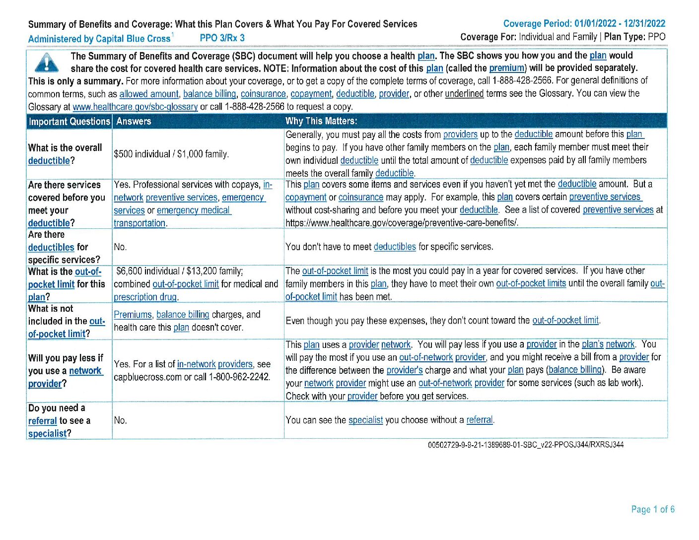 Thumbnail of the first page of 'Benefit Summary Police – 2022'
