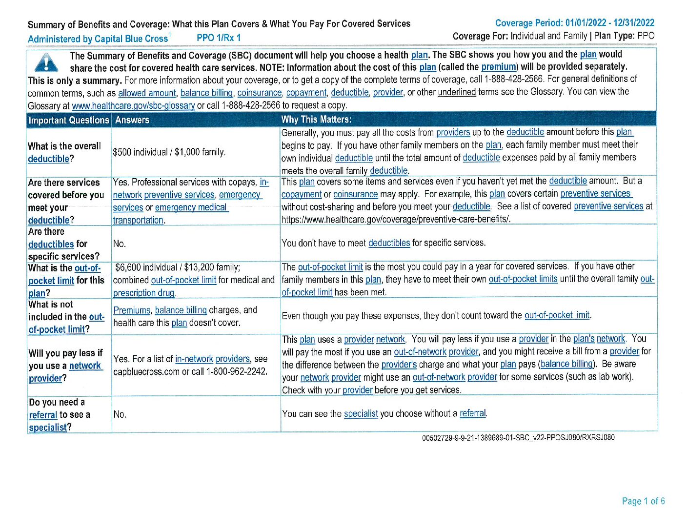 Thumbnail of the first page of 'Benefit Summary Non-Uniform – 2022'